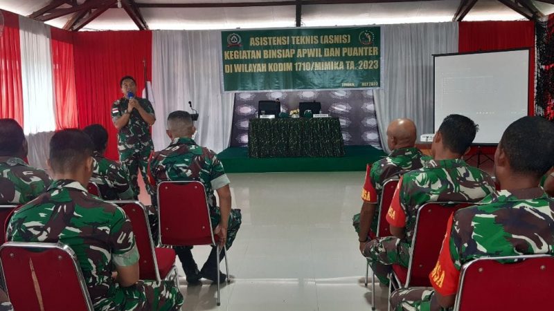 Tingkatkan Kemampuan Aparat Teritorialnya, Kodim 1710/Mimika Gelar Kegiatan Asnis Binsiap Apwil Dan Puanter TA. 2023