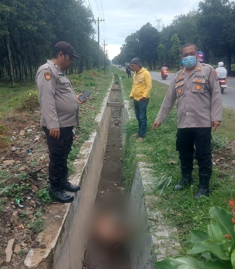 Polsek Sebalawan Evakuasi Temuan Mayat Mr. X Tanpa Identitas yang Ditemukan di Parit Jalinsum