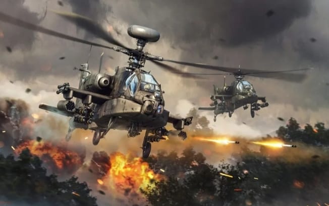 Tembakan dan Manuver Helikopter Serang AH-64E Apache Hancurkan Musuh