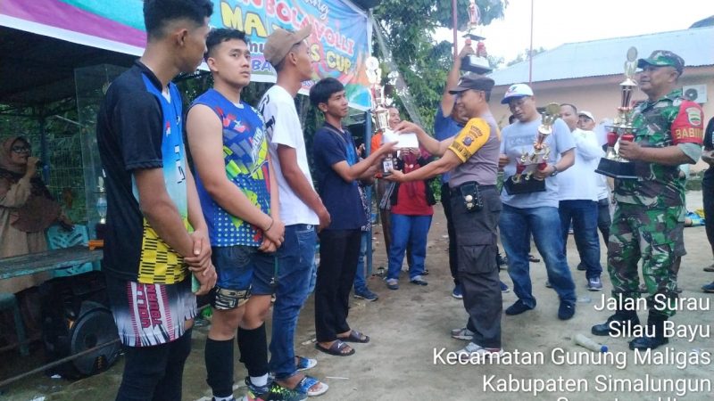 Polsek Bangun Resor Simalungun Himbau Kamtibmas saat Penutupan Turnamen Volly Gunung Maligas Cup