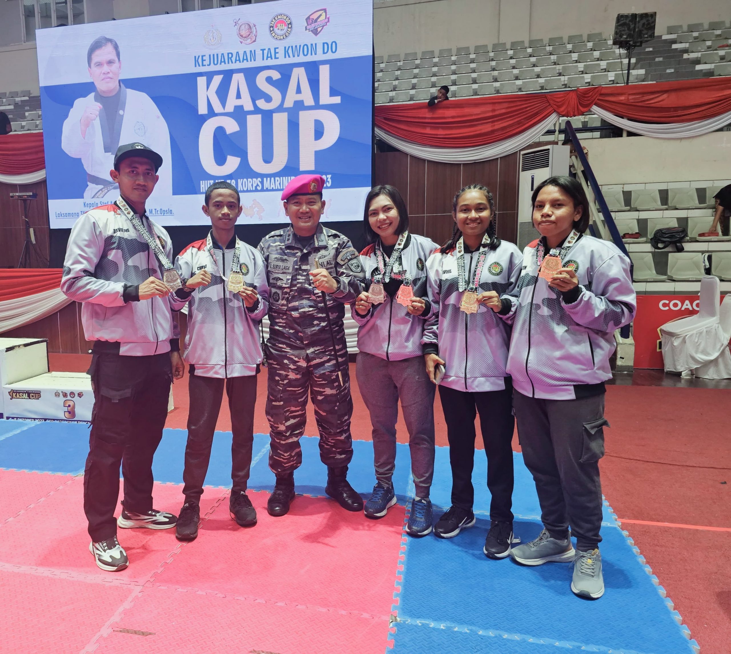 Tinta Emas Kembali Ditorehkan Prajurit Lantamal IX Pada Kejuaraan Taekwondo Kasal CUP 2023 di Jakarta