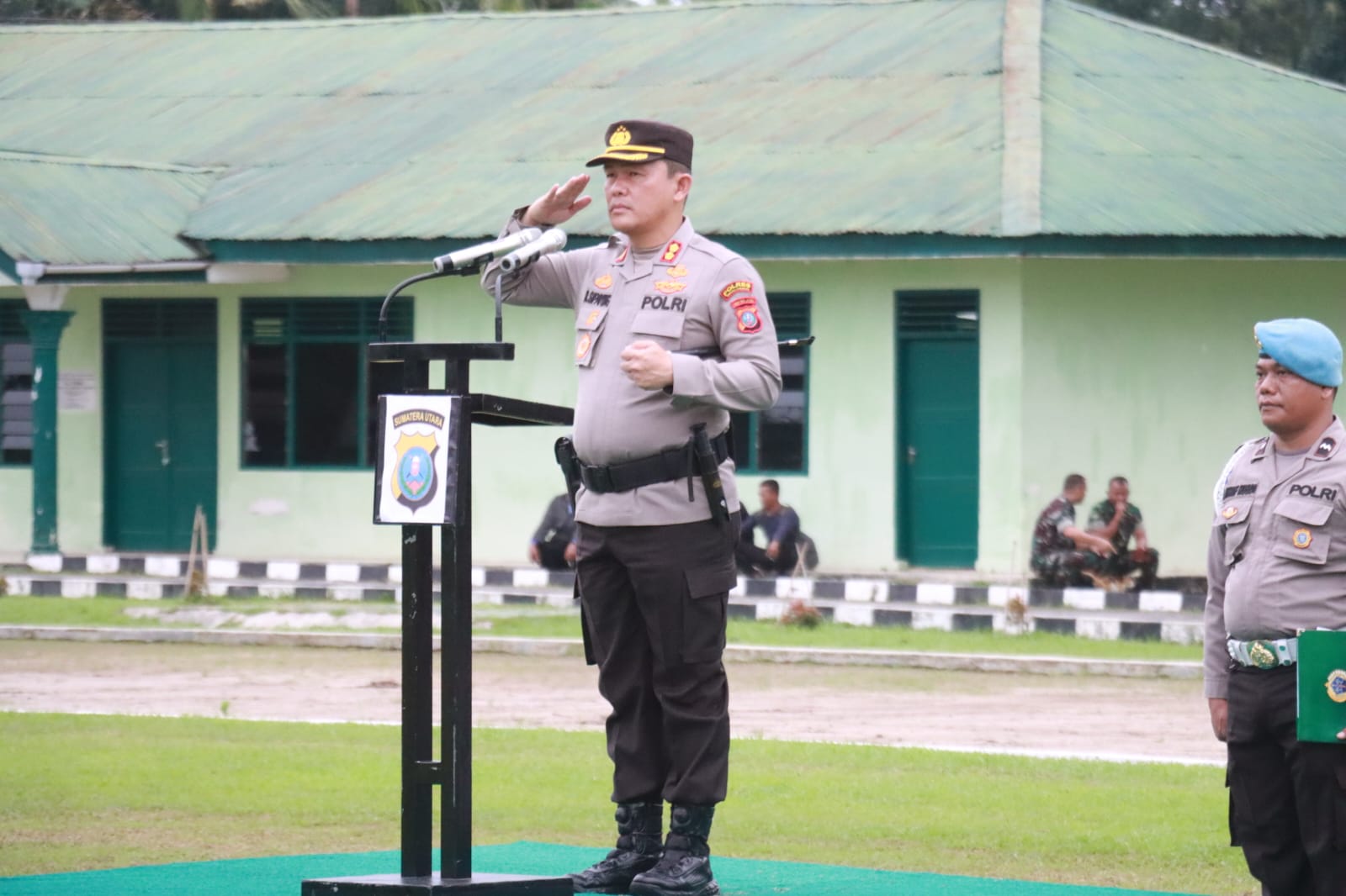 Forkopimda Simalungun Hadiri Apel Gelar Pasukan operasi Mantap Brata Toba 2023-2024 Polres Simalungun